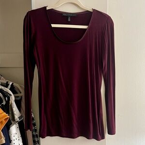 White House Black Market Deep Burgundy Long Sleeve Top